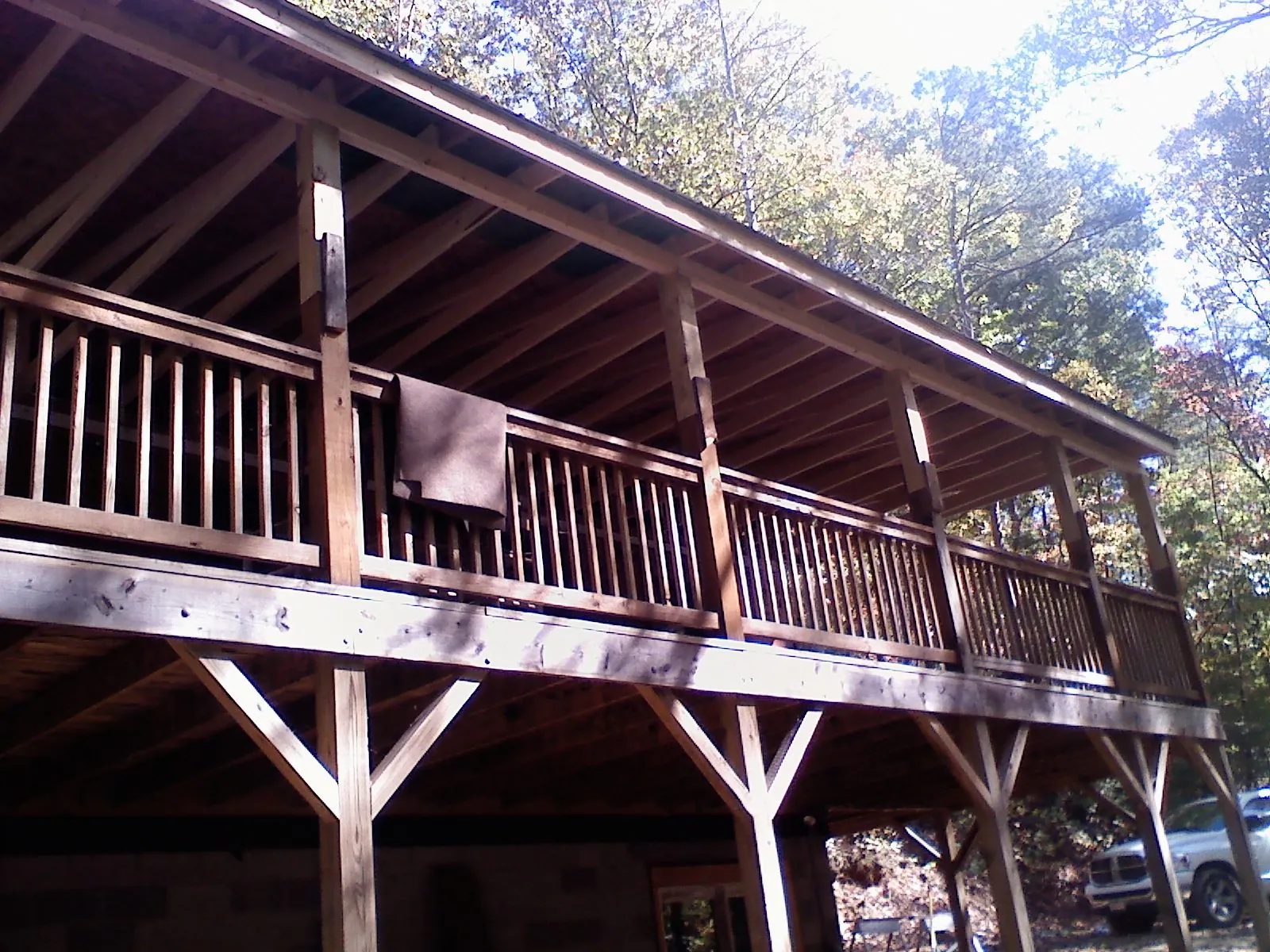 Timber framing under a new elevated porch and deck — Roof Leak Repair in Steger by Roofing Brothers